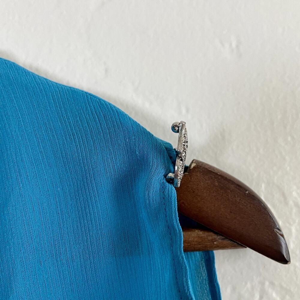 Vintage 90s y2k Juicy Couture Size Medium Blouse - Blue Tiered Embellished Cold - Picture 7 of 9